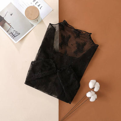 Semi Sheer Mesh Floral Lace Layering Top - Purpose + Passion Boutique