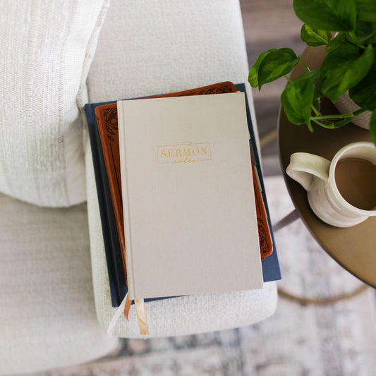 Sermon Notes Journal - Beige - Purpose + Passion Boutique