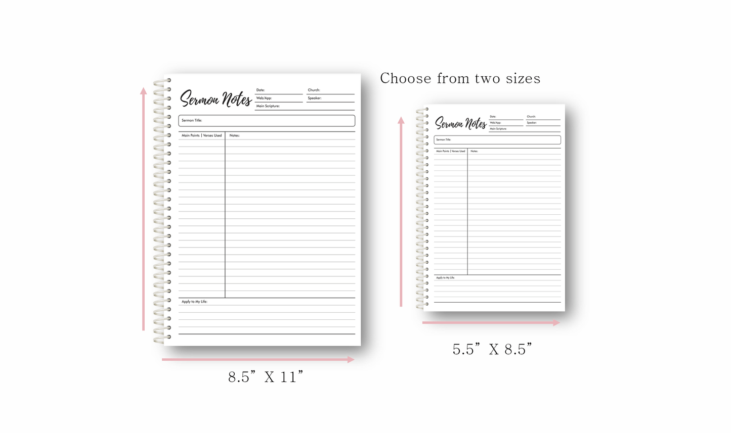Sermon Notes Spiral - bound Journal - Purpose + Passion Boutique