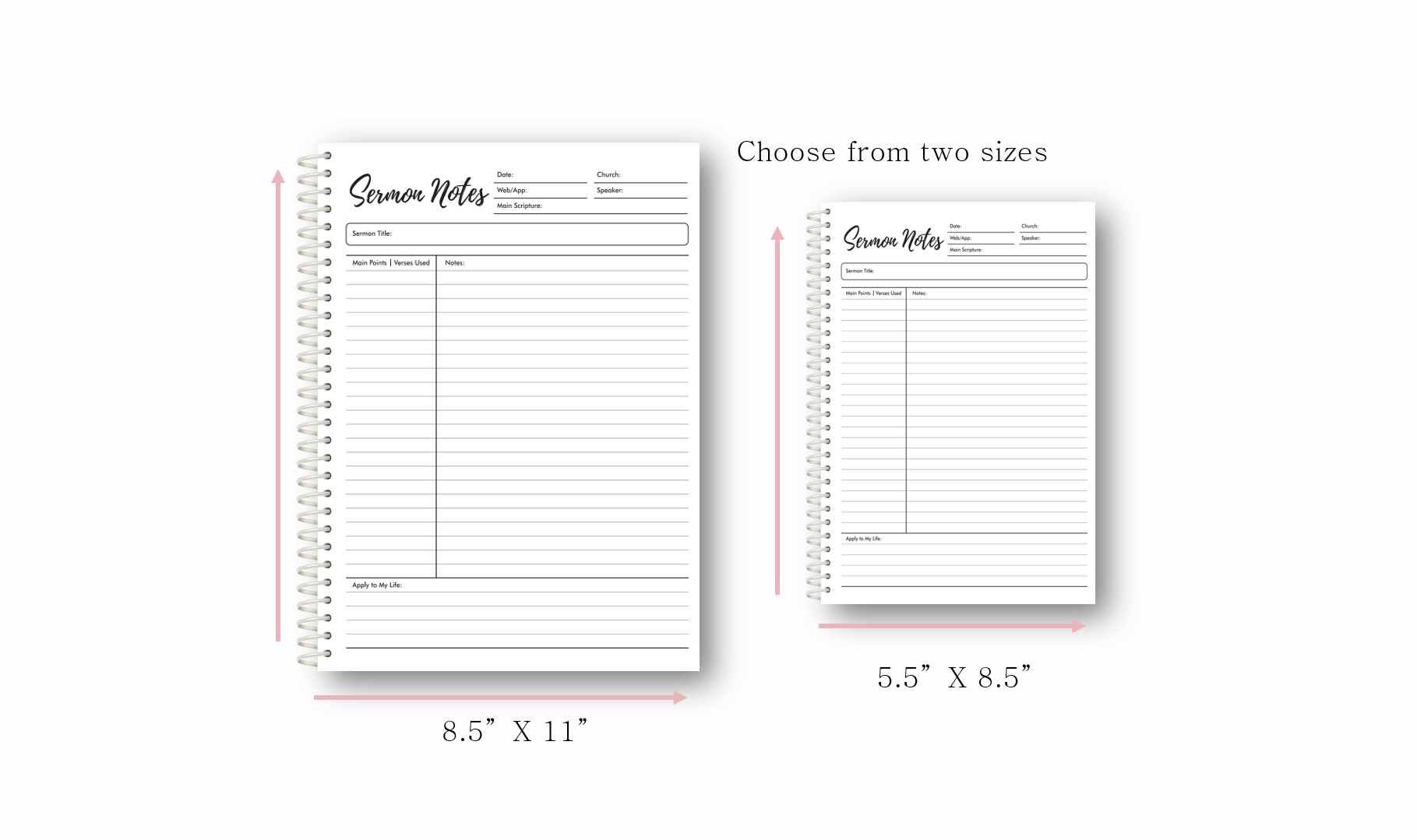 Sermon Notes Spiral - bound Journal - Purpose + Passion Boutique