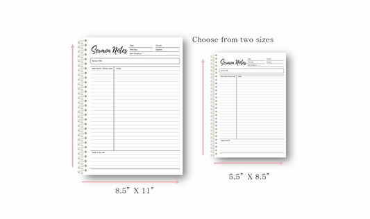Sermon Notes Spiral - bound Journal - Purpose + Passion Boutique