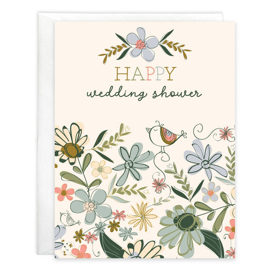 Shower Flowers and Bird Wedding Card - Purpose + Passion Boutique
