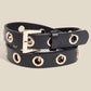 Simple Gold/Black Grommet Faux Leather Belt - Purpose + Passion Boutique