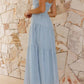 Sky Blue Keyhole Ribbon Tiered Strappy Maxi Dress - Purpose + Passion Boutique