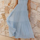 Sky Blue Keyhole Ribbon Tiered Strappy Maxi Dress - Purpose + Passion Boutique
