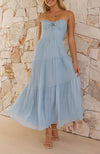 Sky Blue Keyhole Ribbon Tiered Strappy Maxi Dress - Purpose + Passion Boutique