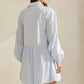 Sky Pinstripe Bubble Hem Mini Shirt Dress - Purpose + Passion Boutique