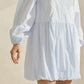 Sky Pinstripe Bubble Hem Mini Shirt Dress - Purpose + Passion Boutique