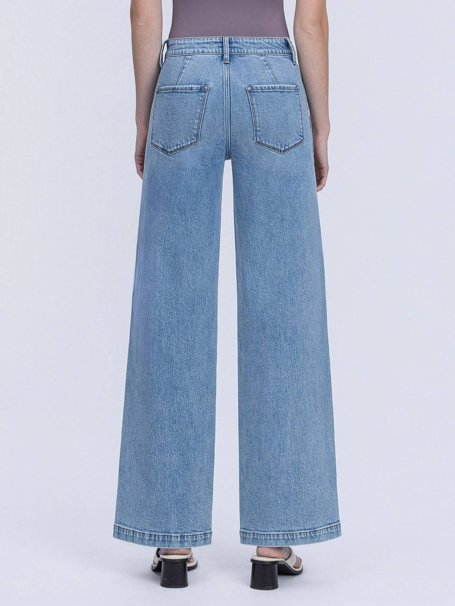 Slant Pocket High Rise Waist Facing Wide Leg Jean - Purpose + Passion Boutique