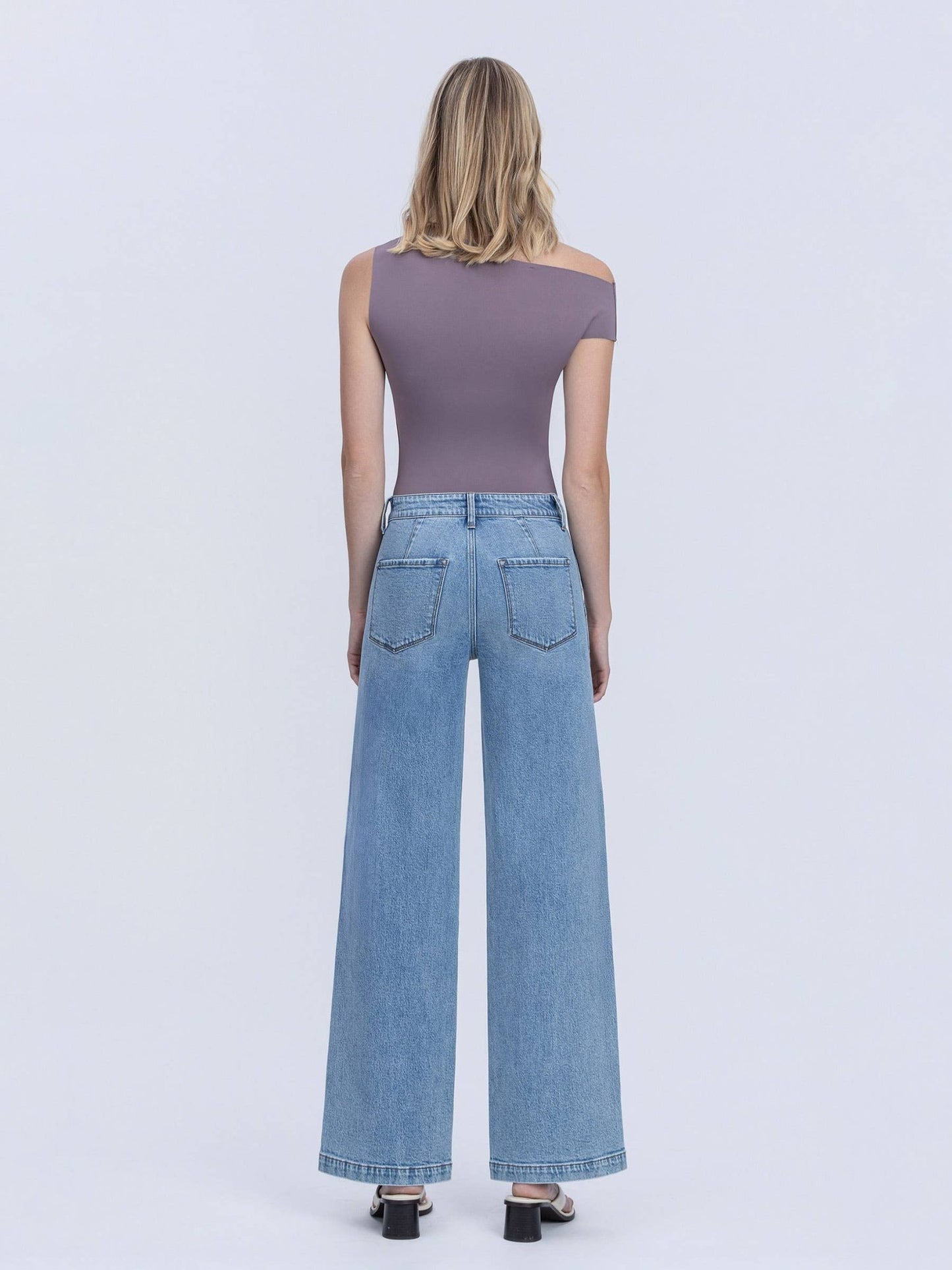 Slant Pocket High Rise Waist Facing Wide Leg Jean - Purpose + Passion Boutique