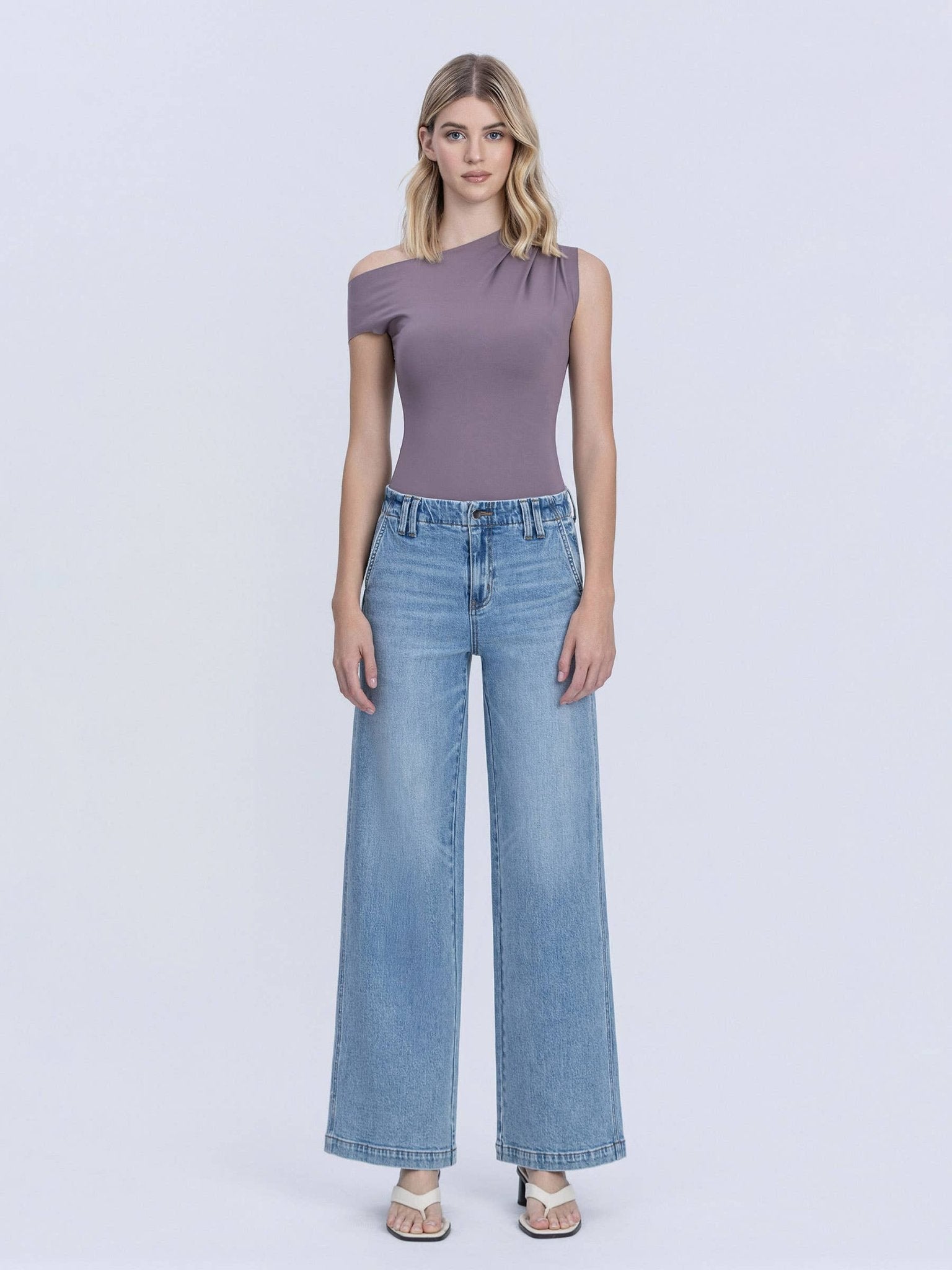 Slant Pocket High Rise Waist Facing Wide Leg Jean - Purpose + Passion Boutique