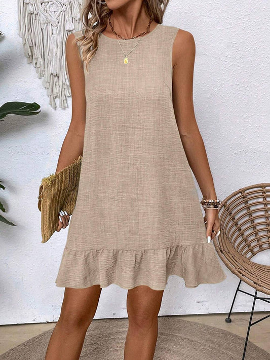 Sleeveless Ruffle Trim Halter Dress - Purpose + Passion Boutique