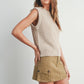 Sleeveless Taupe / Ivory Crew Neck Sweater Knit Vest - Purpose + Passion Boutique