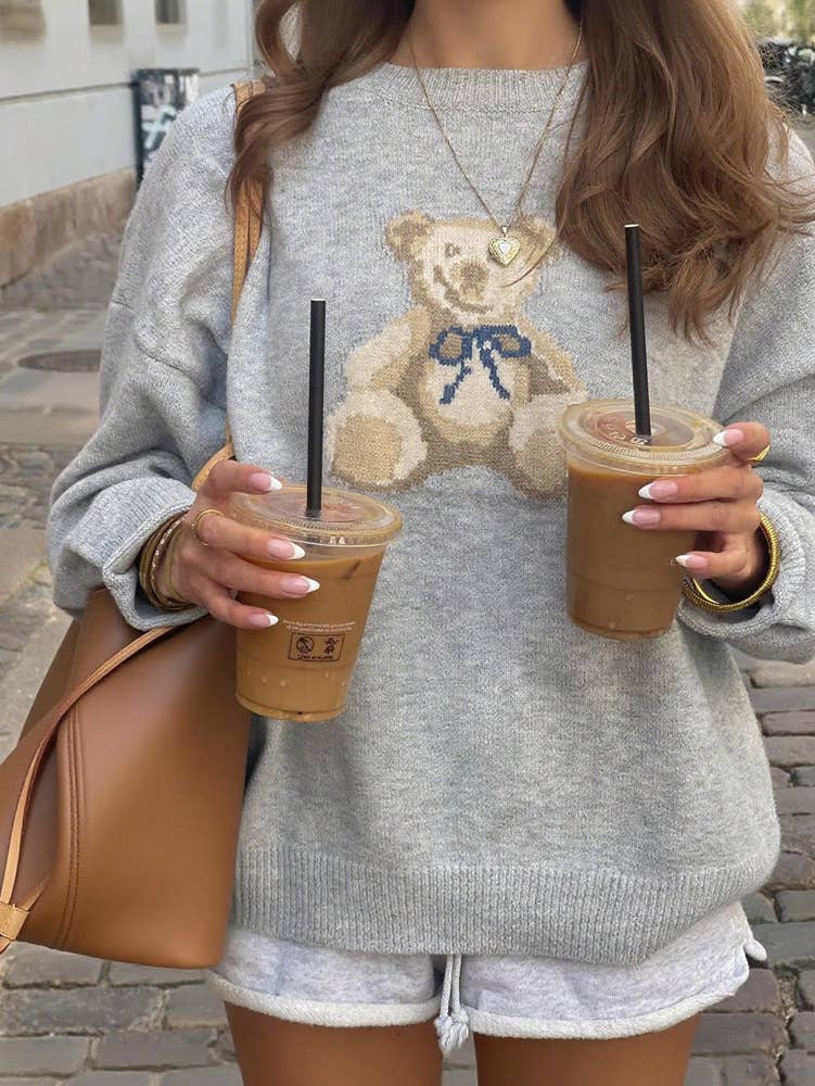 Slouchy Teddy Bear Grey Cozy Sweater - Purpose + Passion Boutique