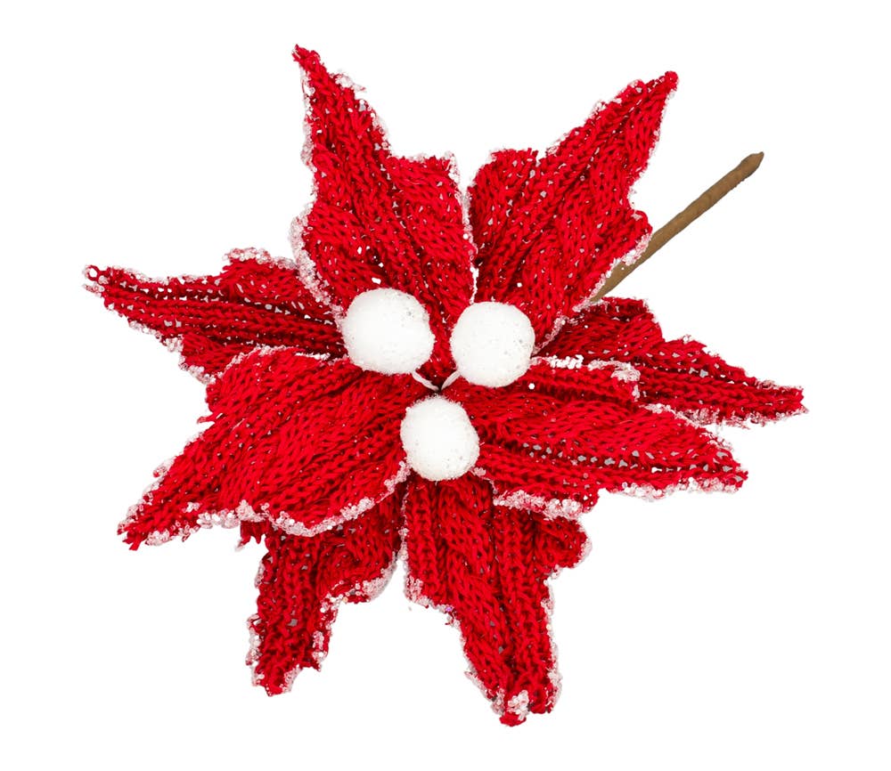 Small Red Knit Poinsettia - Purpose + Passion Boutique