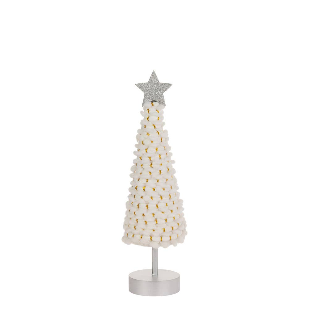 Small White & Gold Cone Tree With Star - 11.75" - Purpose + Passion Boutique