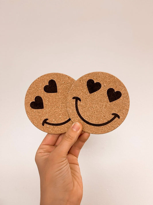 Smiley Cork Coasters - Purpose + Passion Boutique