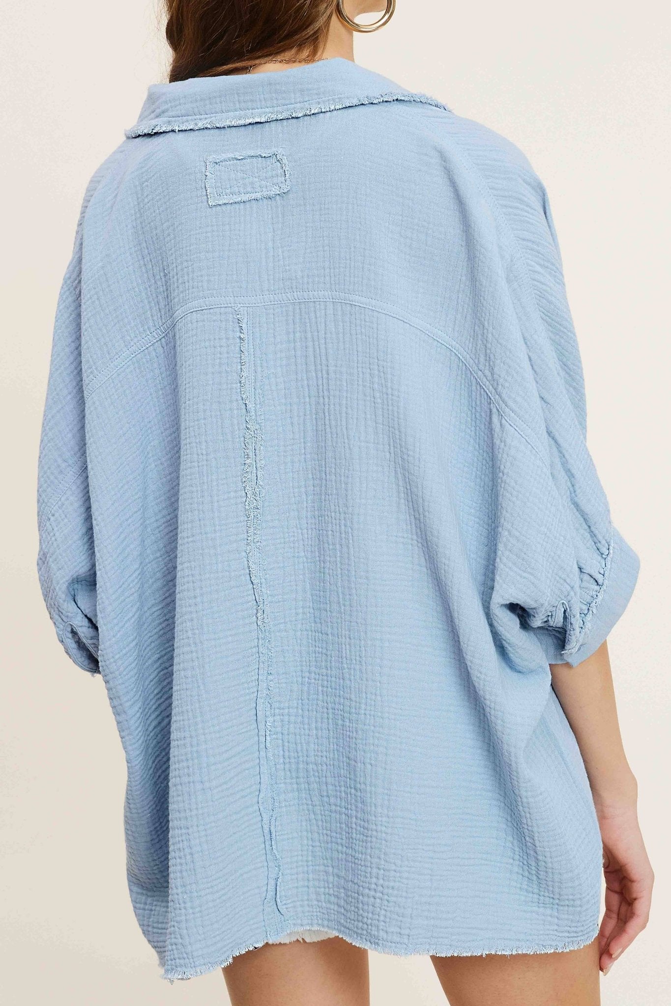 Soft Washed Gauze Button Down Short Sleeve Shirt - Purpose + Passion Boutique