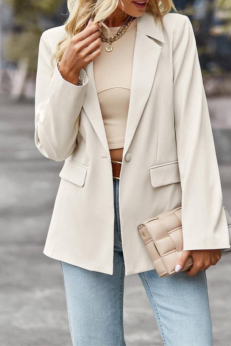 Solid Buton Lepel Blouse - Purpose + Passion Boutique