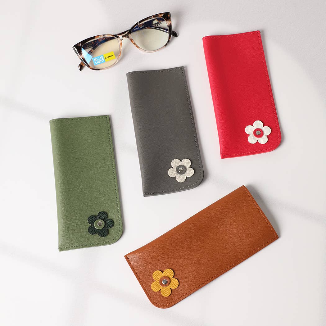 Solid Color Flower Eyeglasses Sunglasses Pouch - Purpose + Passion Boutique