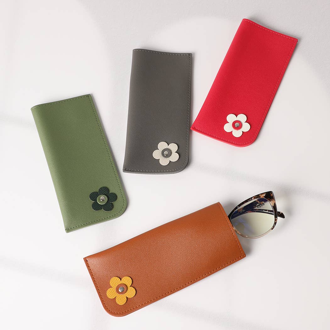 Solid Color Flower Eyeglasses Sunglasses Pouch - Purpose + Passion Boutique