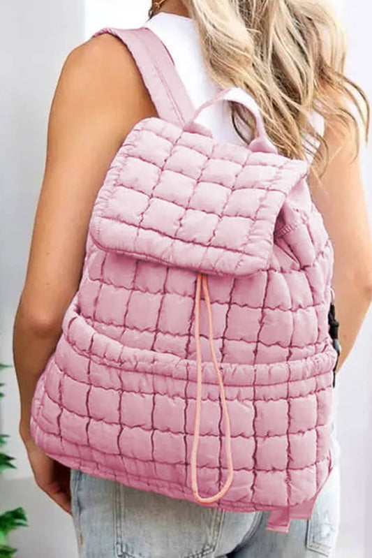 Solid Flapped Quilted Puffer Backpack - Purpose + Passion Boutique
