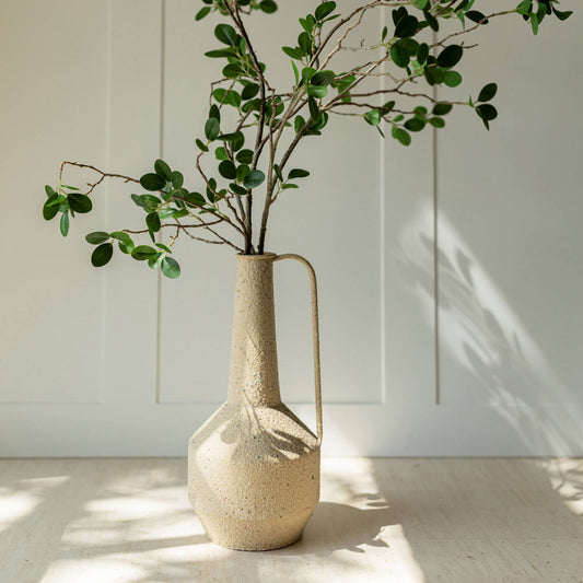 Sonia Textured Pitcher Vase Beige With Handle - Purpose + Passion Boutique
