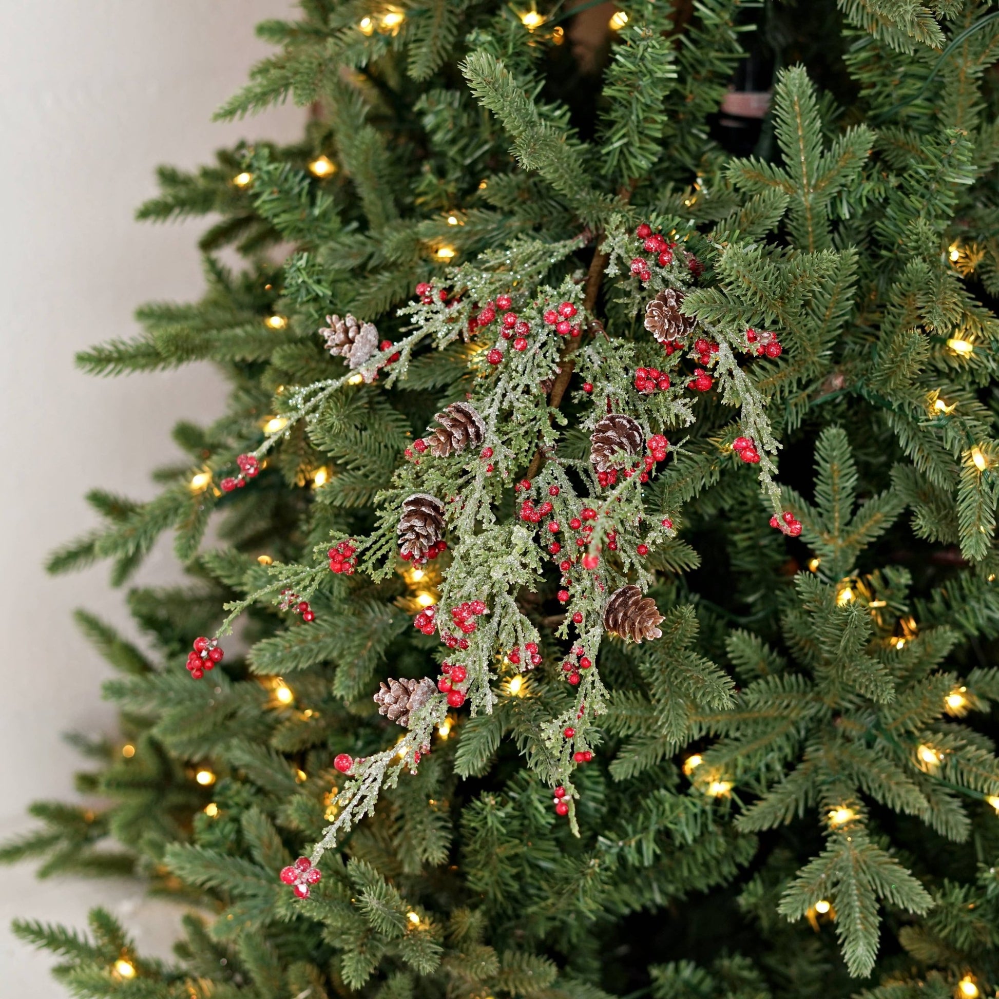 Spray - Icy Sparkle Cypress Pine w. Pepperberry - 22in - Purpose + Passion Boutique