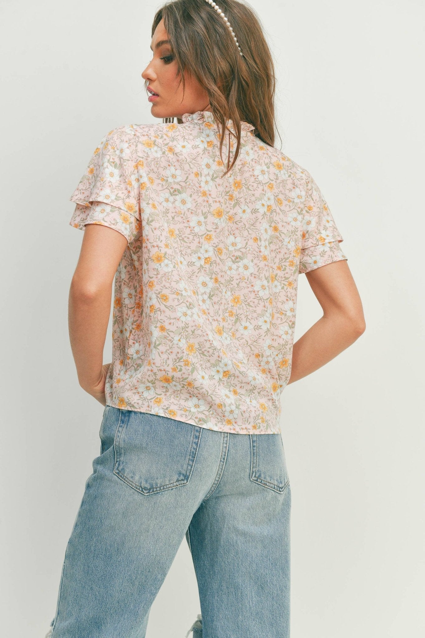 Spring Time Floral Trim Blouse - Purpose + Passion Boutique