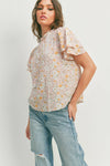 Spring Time Floral Trim Blouse - Purpose + Passion Boutique