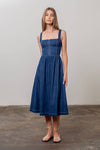 Square Neck Denim Midi Dress - Purpose + Passion Boutique