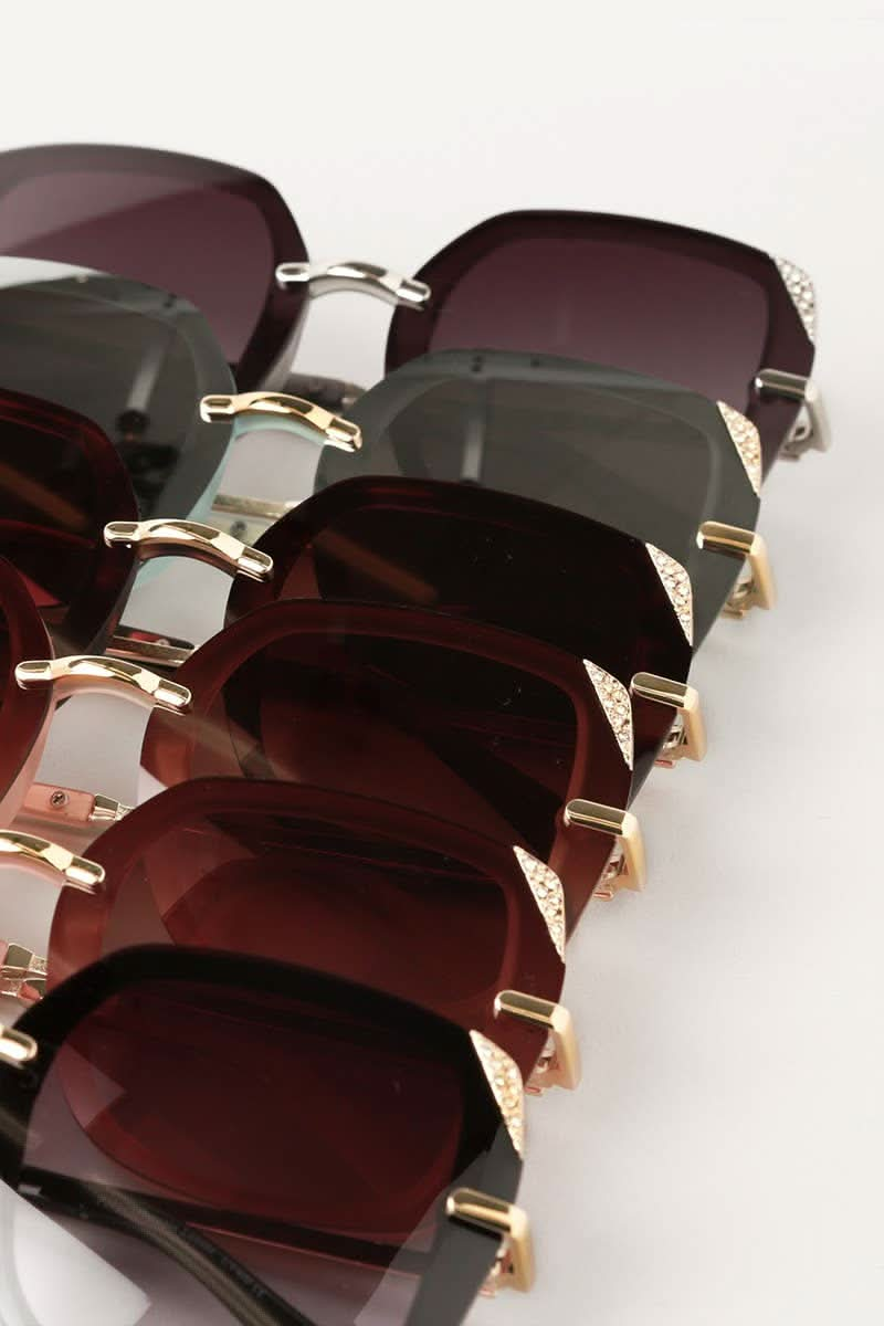 Square Sunglasses with Rhinestone Corners - Purpose + Passion Boutique