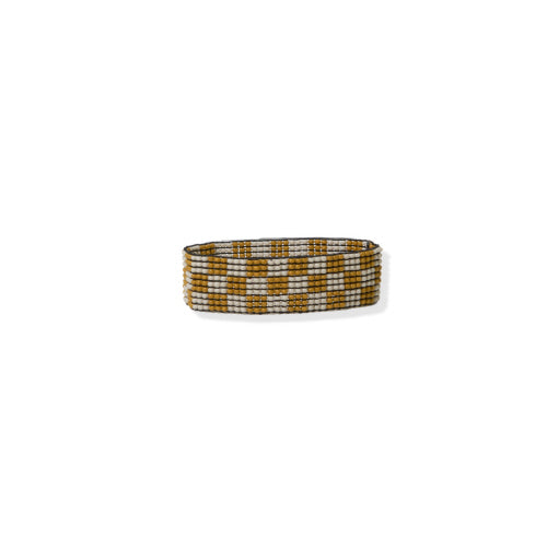 Citron Checkered Beaded Stretch Bracelet