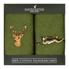 Stag & Hare Embroidered Green Cotton Handkerchief Set - Purpose + Passion Boutique