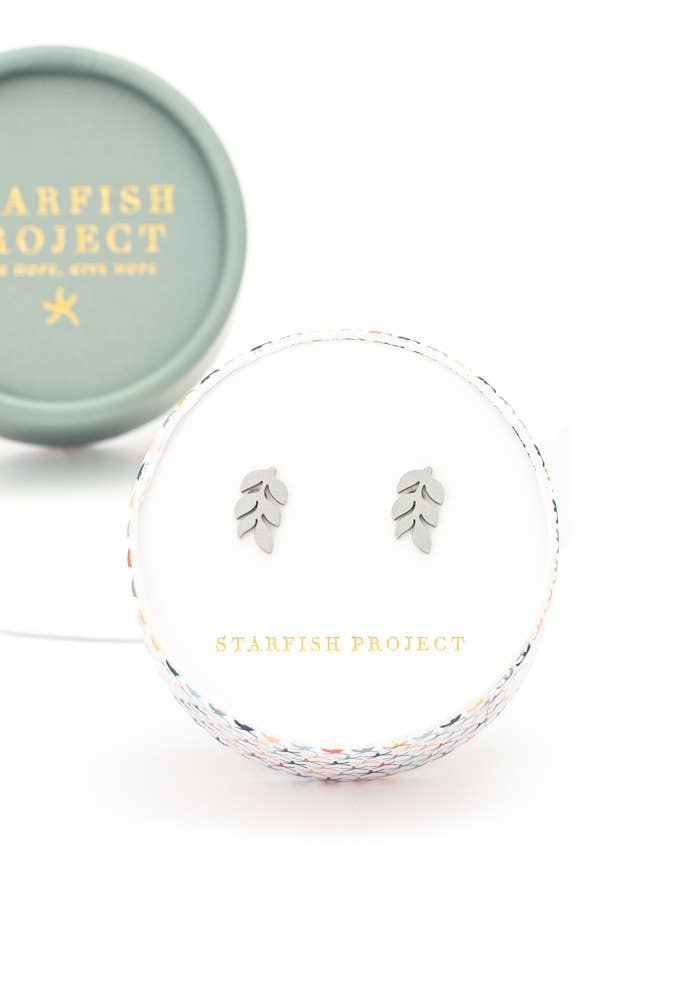 Stainless Steel Leaf Stud Earrings - Purpose + Passion Boutique