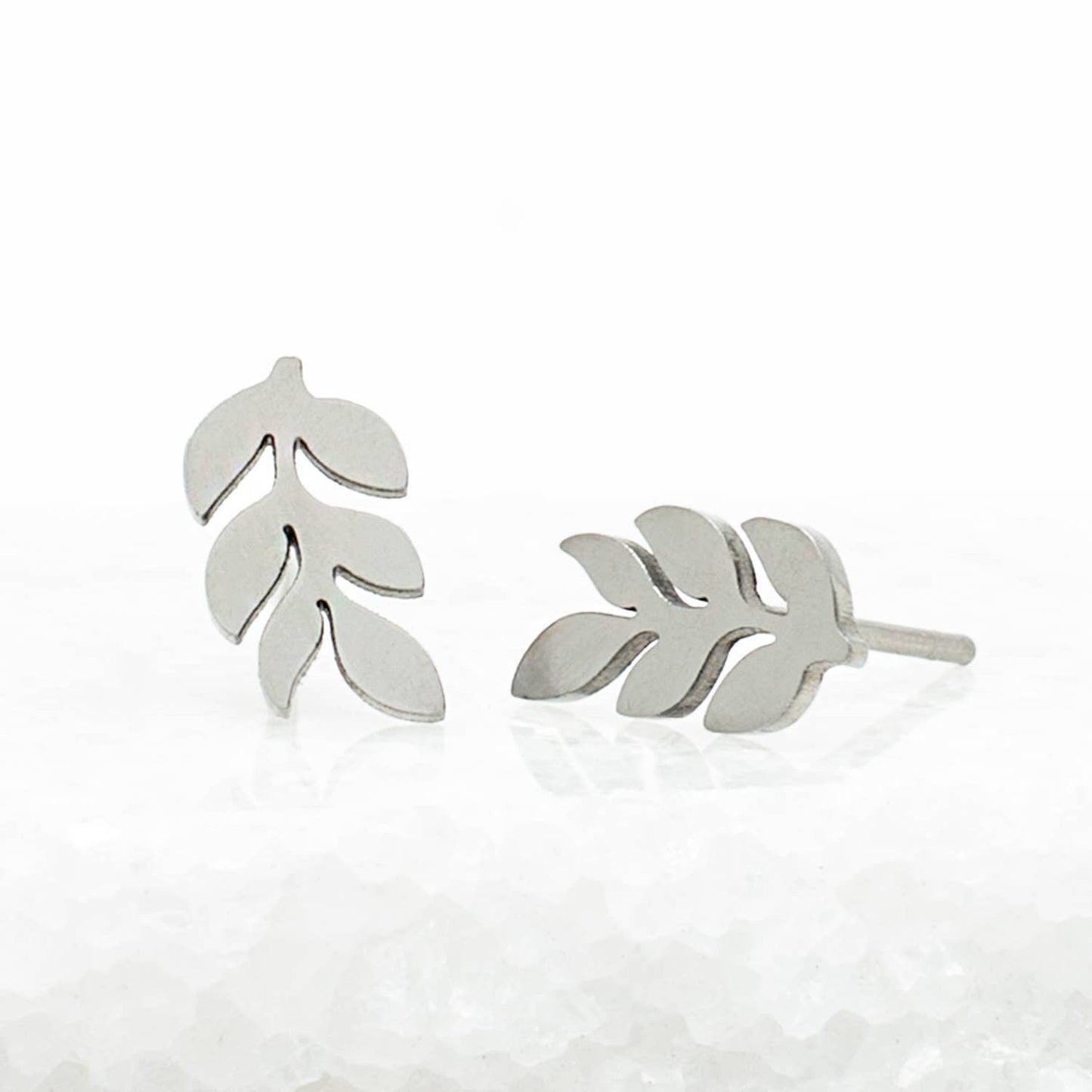 Stainless Steel Leaf Stud Earrings - Purpose + Passion Boutique