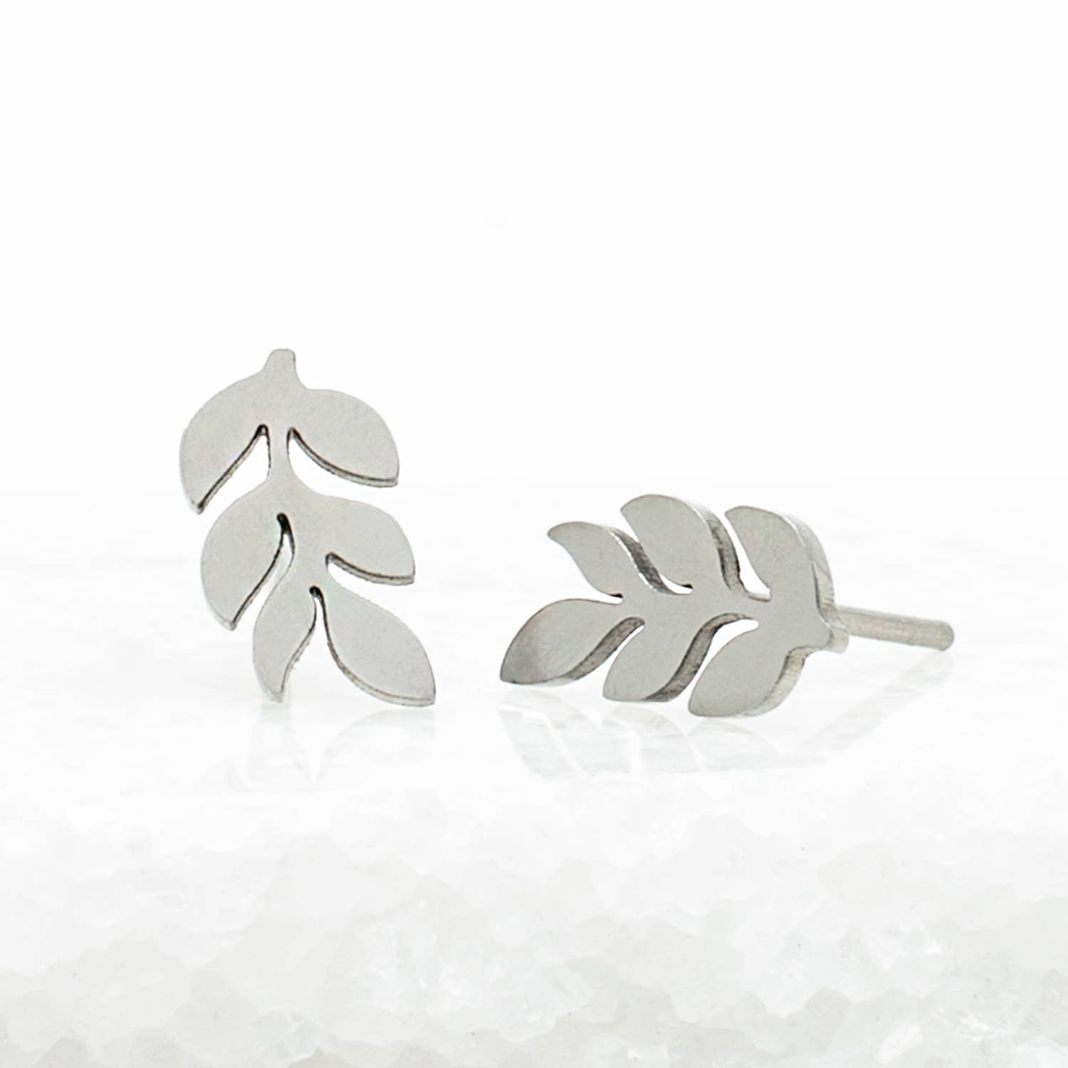 Stainless Steel Leaf Stud Earrings - Purpose + Passion Boutique
