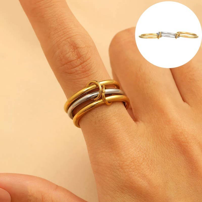 Stainless Steel Stackable Plain Band Rings Linked - Purpose + Passion Boutique