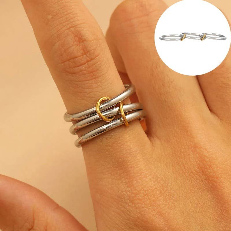 Stainless Steel Stackable Plain Band Rings Linked - Purpose + Passion Boutique