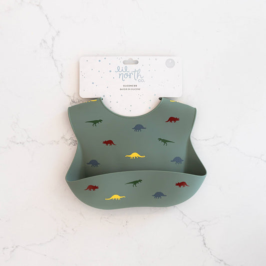 Stamped Dino Silicone Bib - Purpose + Passion Boutique