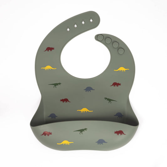 Stamped Dino Silicone Bib - Purpose + Passion Boutique