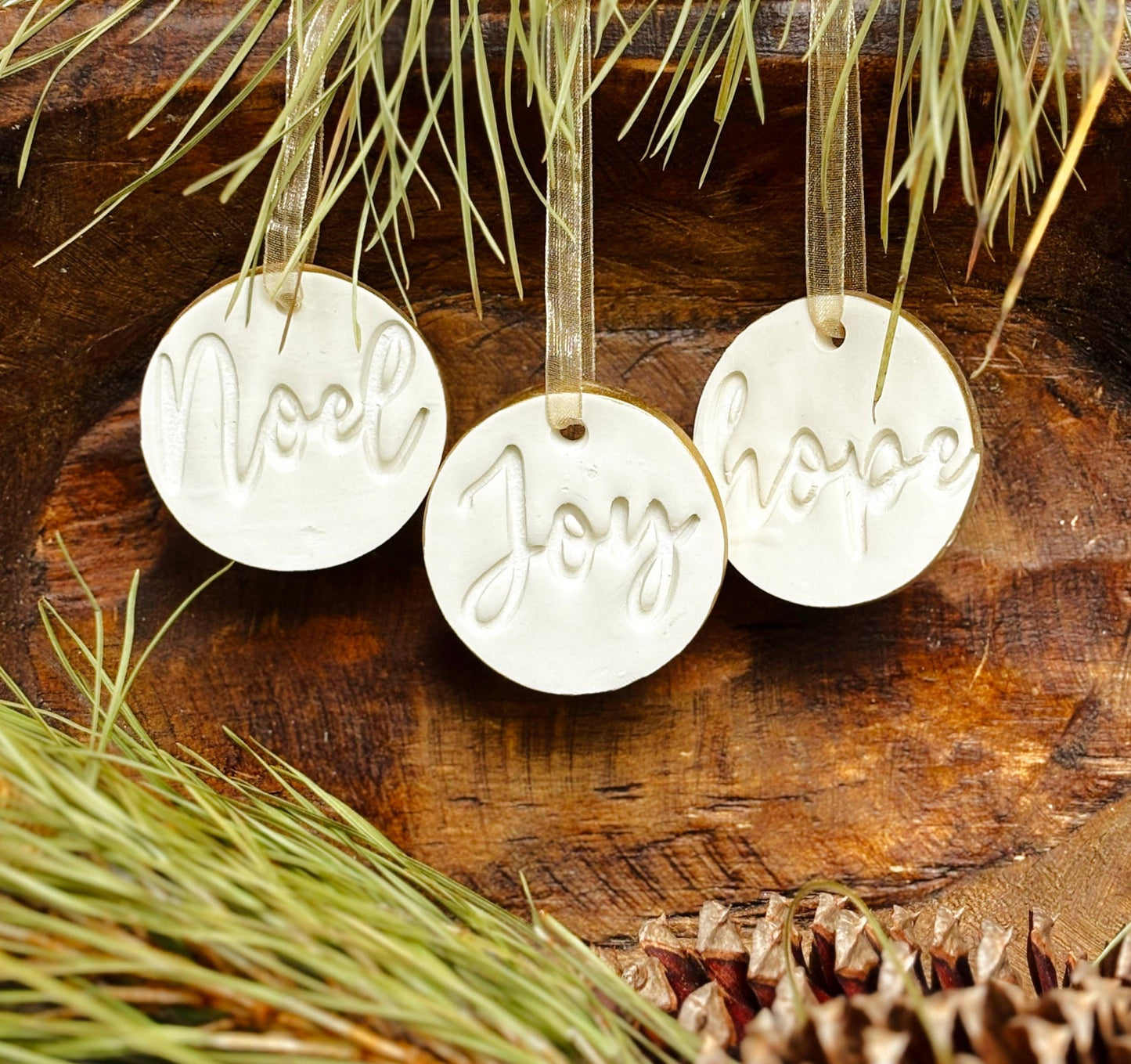 Stamped Inspirational Polymer Clay Ornaments - Purpose + Passion Boutique