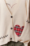 Stitch Heart Accent V Neck Knit Cardigan - Purpose + Passion Boutique