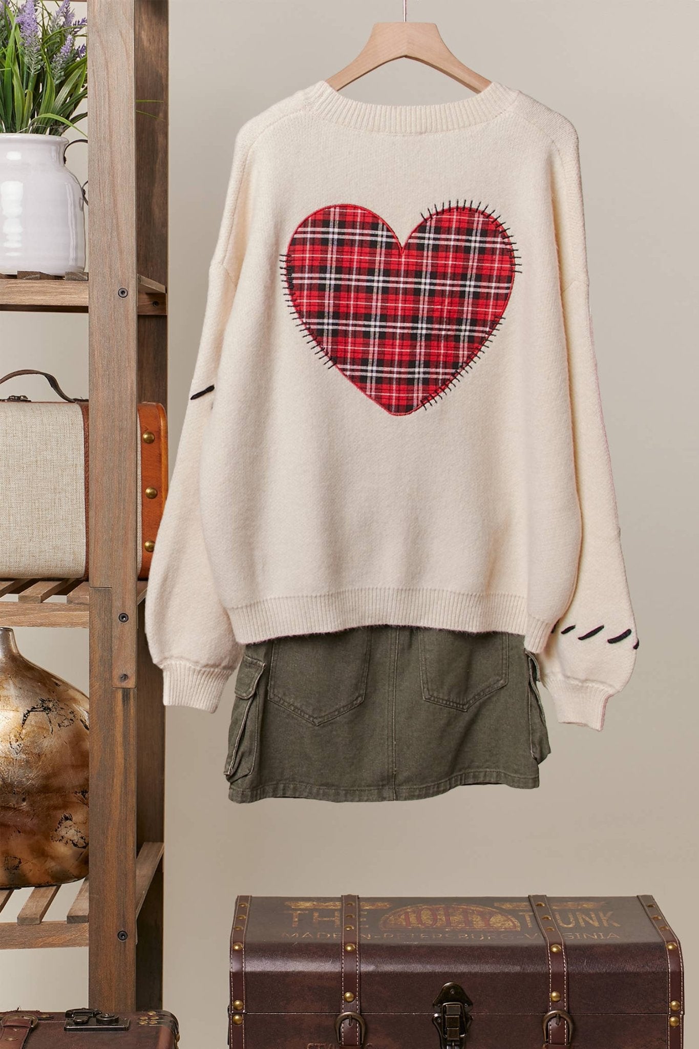 Stitch Heart Accent V Neck Knit Cardigan - Purpose + Passion Boutique