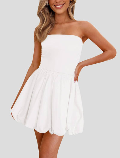 Strapless Bubble Hem Mini Dress - Purpose + Passion Boutique