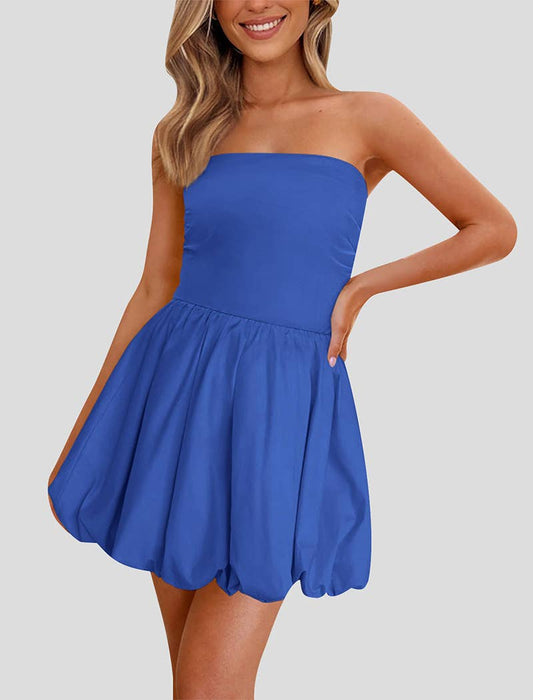 Strapless Bubble Hem Mini Dress - Purpose + Passion Boutique