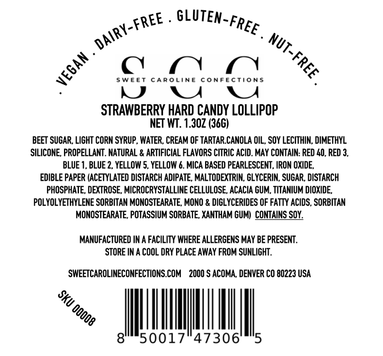 Strawberry Watercolor Heart Lollipops (VEGAN) - Purpose + Passion Boutique