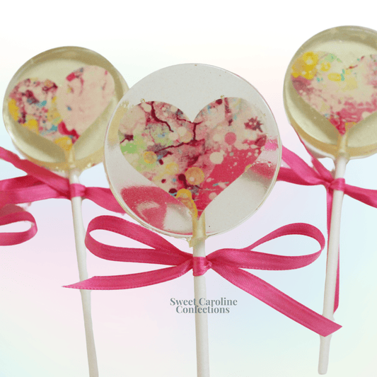 Strawberry Watercolor Heart Lollipops (VEGAN) - Purpose + Passion Boutique
