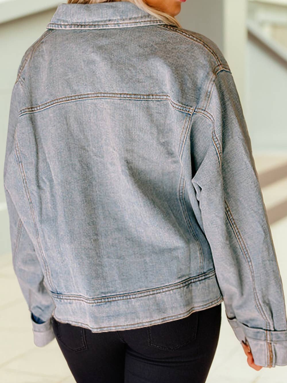 Street Style Zip Up Washed Denim Jacket - Purpose + Passion Boutique