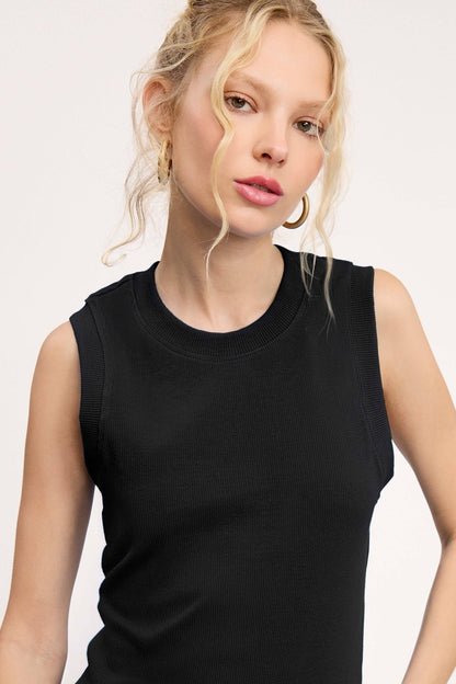 Stretchy Basic Ribbed Sleeveless Crew Neck Top - Purpose + Passion Boutique